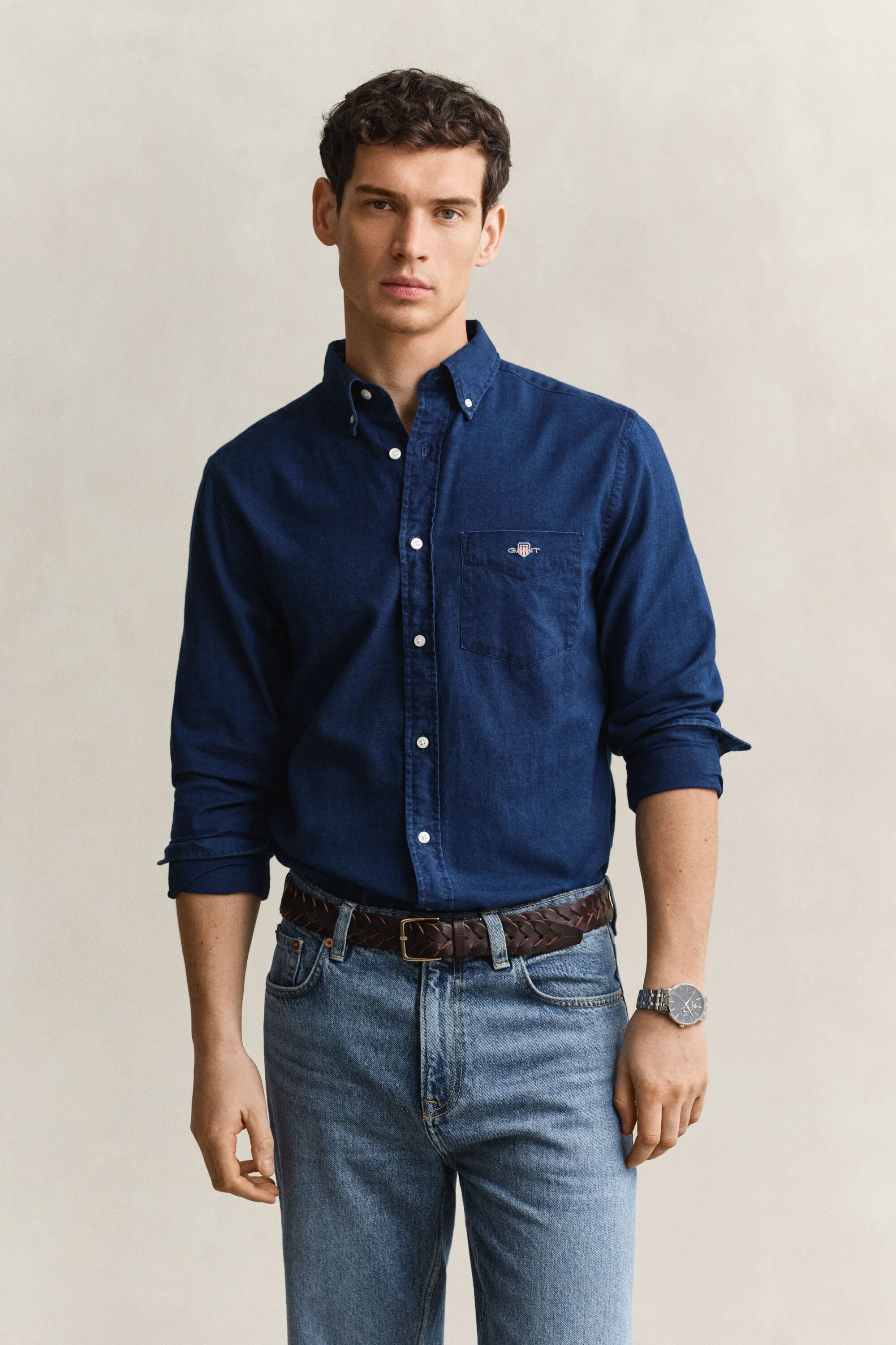 Indigo Oxford-overhemd