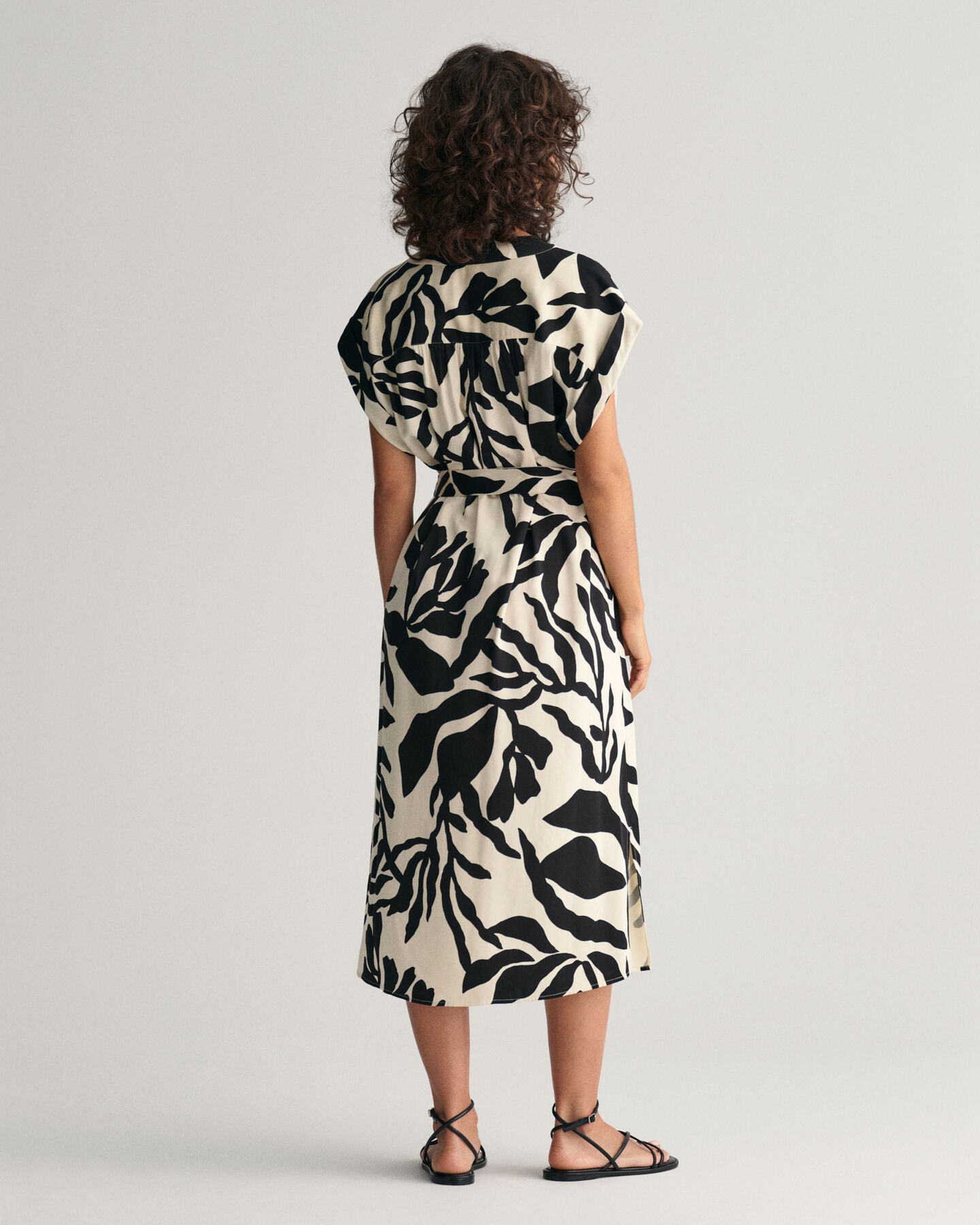 Palm Print jurk met korte mouwen