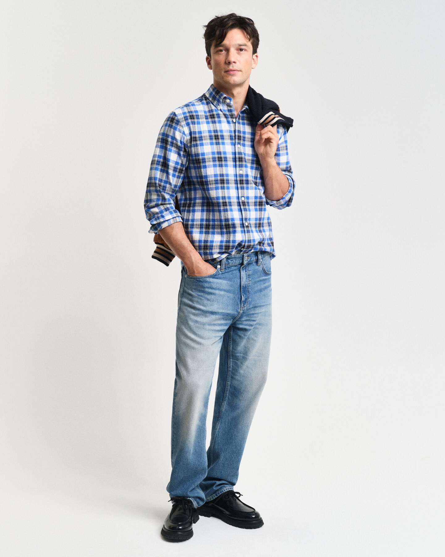 Regular Fit geruit overhemd met textuur