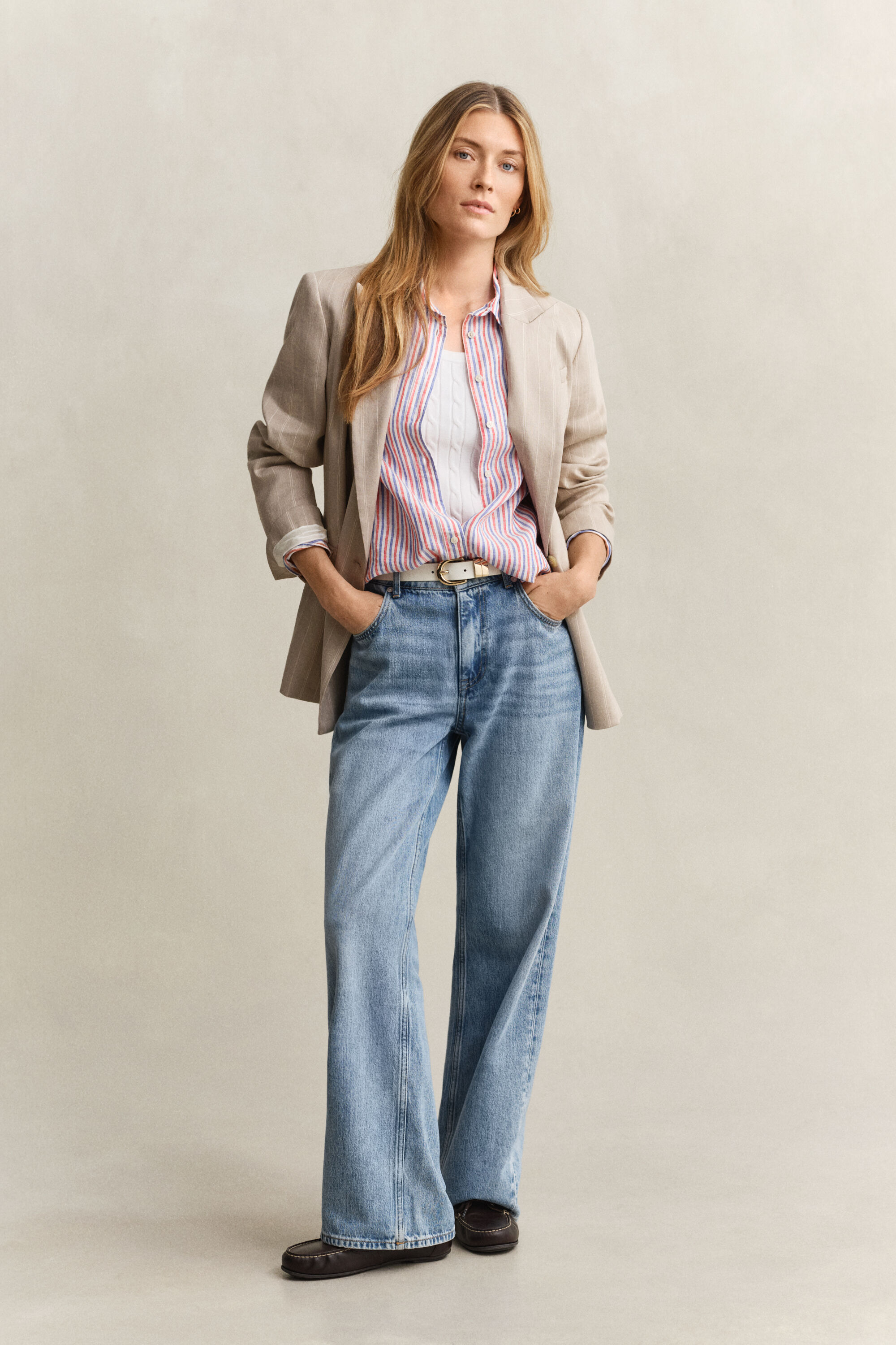 Regular Fit gestreept linnen overoverhemd