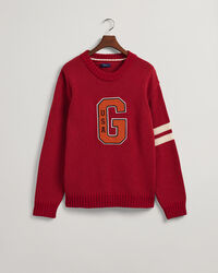 Oversized Letterman trui met ronde hals