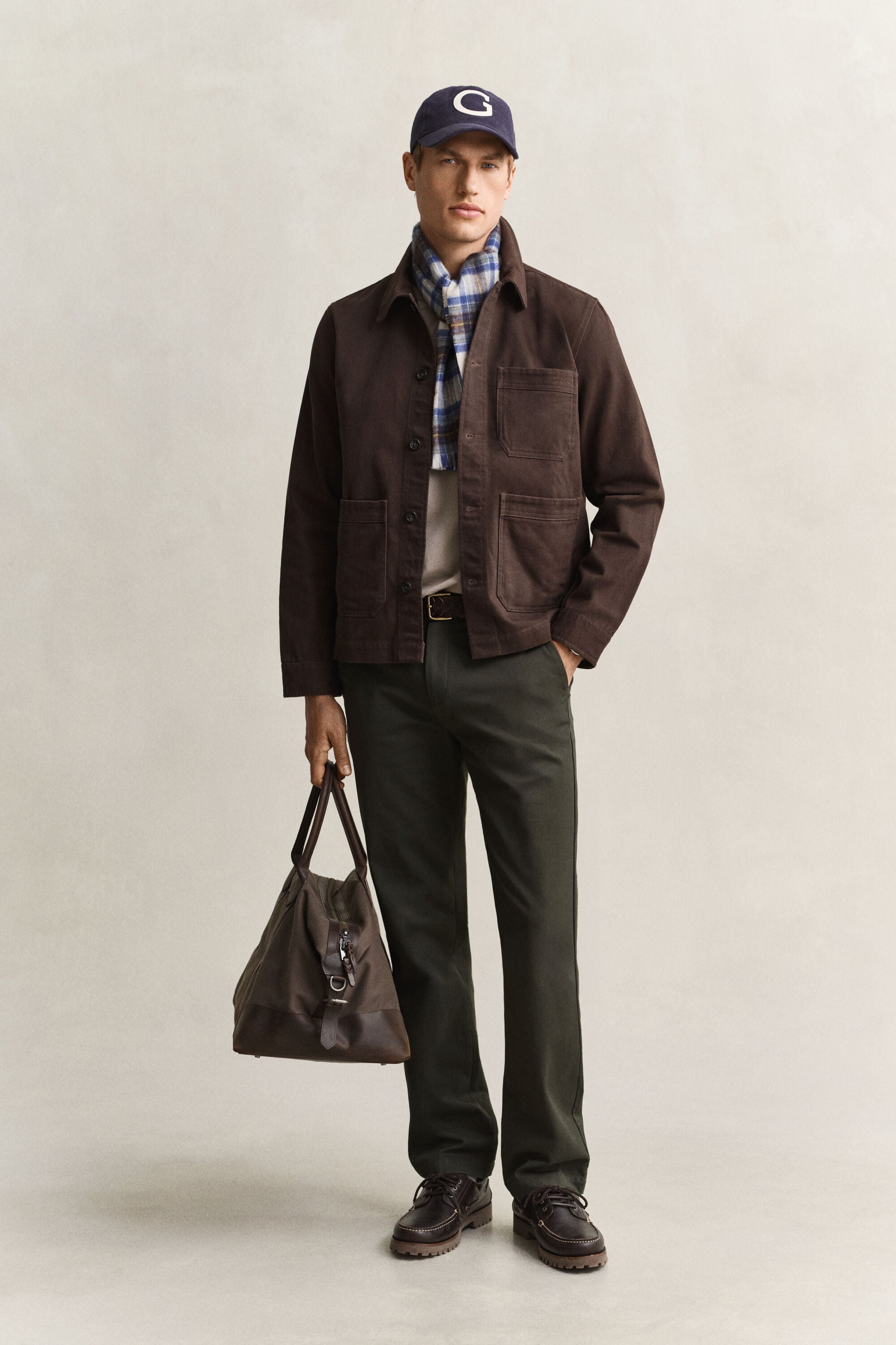 Overshirt van geborstelde keper