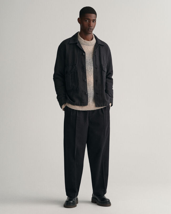 Chino met plooien van keperstof