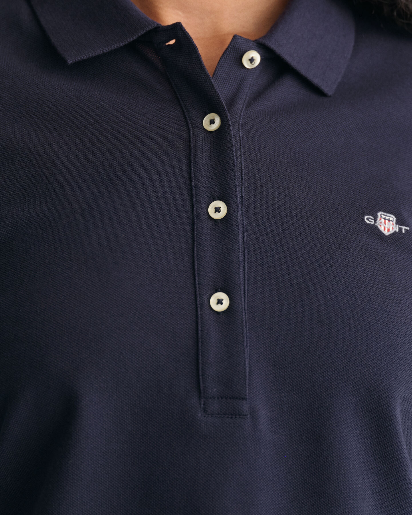 Shield piqué poloshirt met lange mouwen