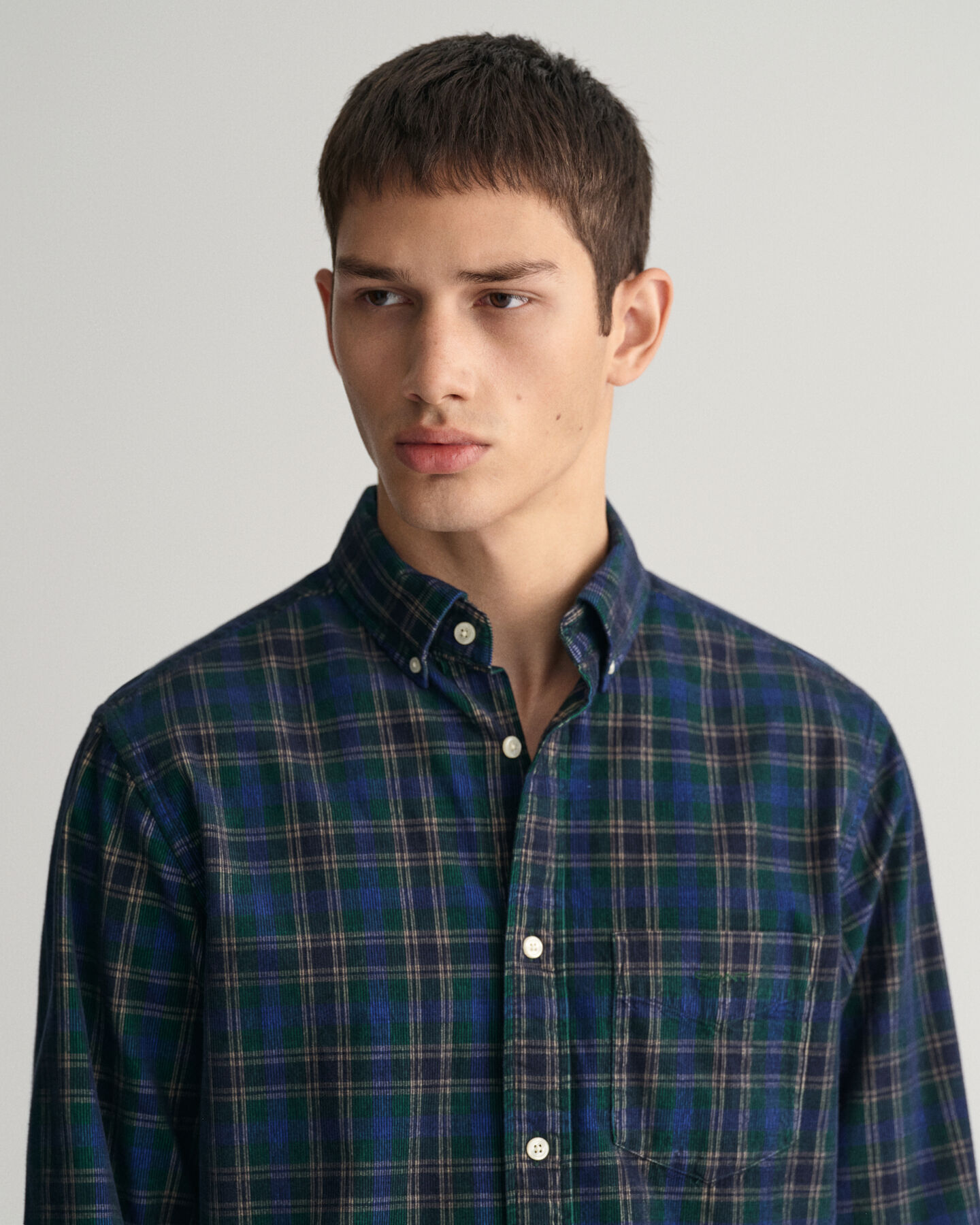 Regular Fit geruit corduroy overhemd