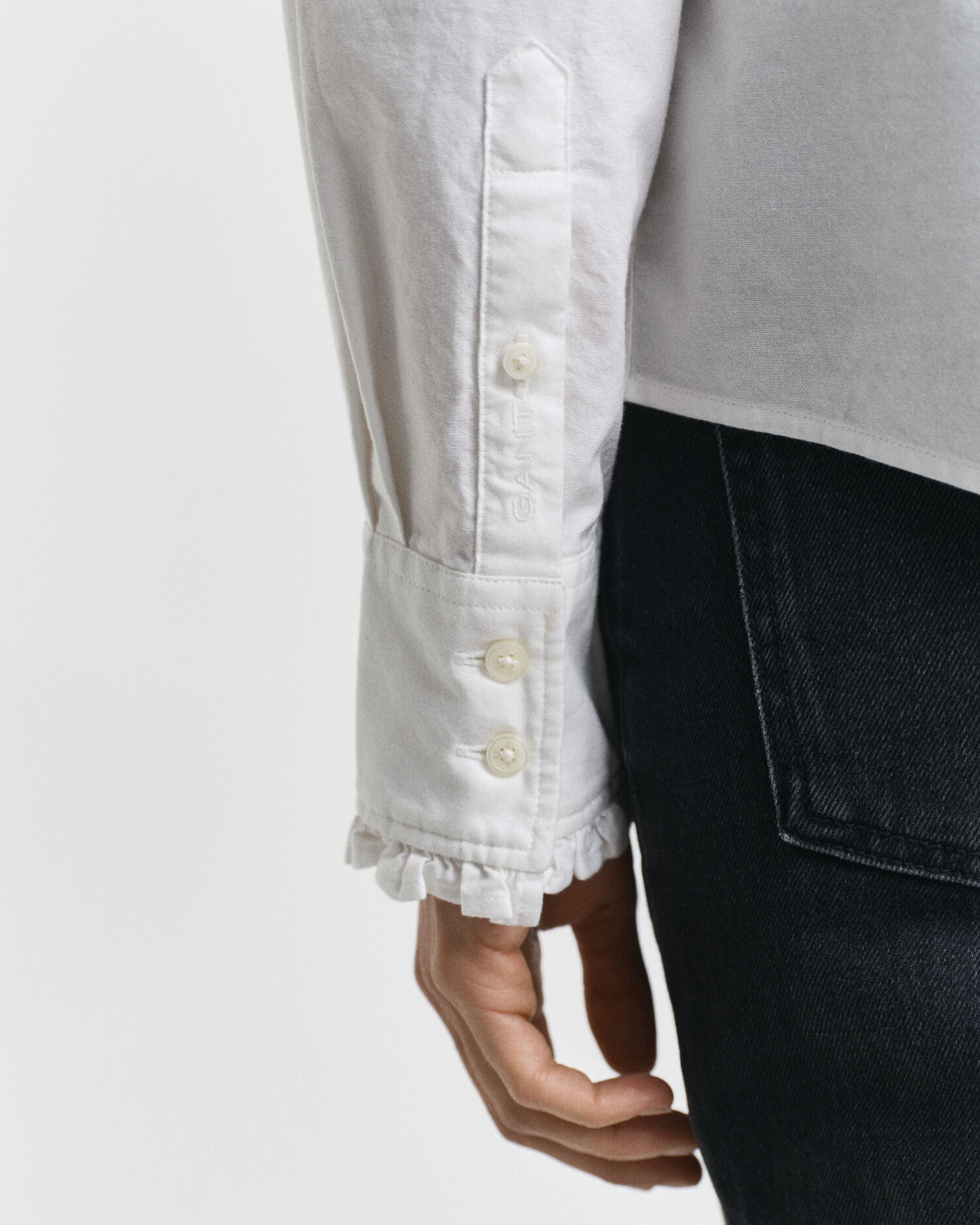 Klassieke Oxford-blouse met ruche