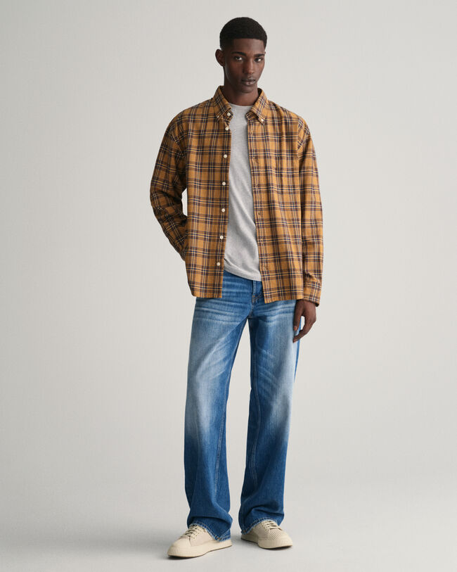 Relaxed Fit Textured overhemd met ruiten