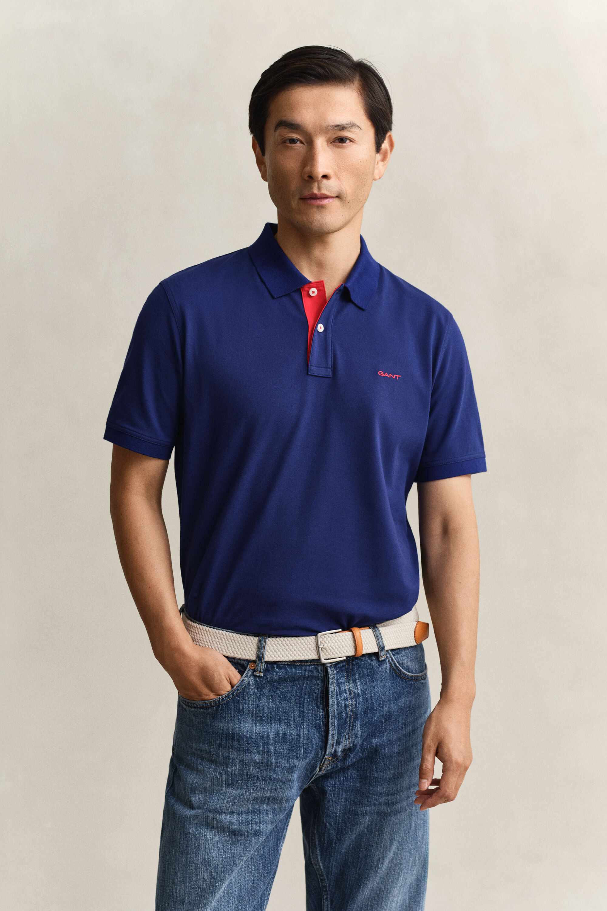 Piqué poloshirt met contrasterend detail