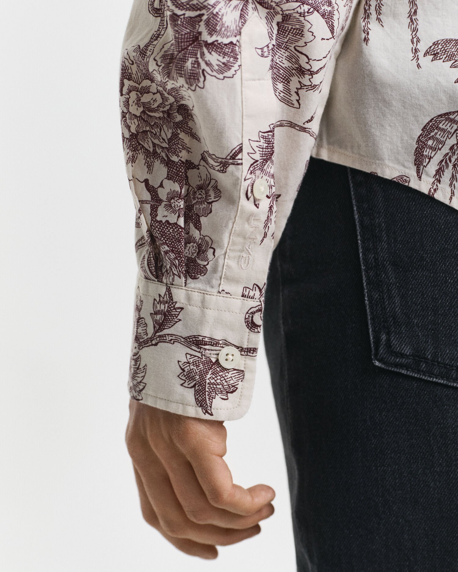 Regular Fit overhemd met boomprint van katoenvoile