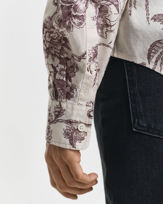 Regular Fit overhemd met boomprint van katoenvoile