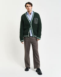 Kabelgebreid vest met seizoensgebonden G