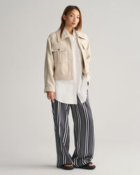 Regular Fit broek met wijde pijpen en streepjesprint