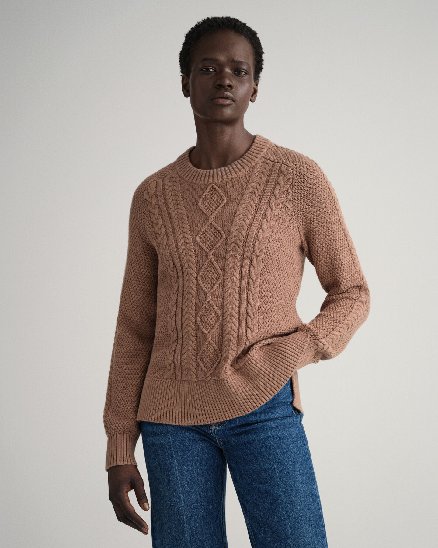 Kabeltrui met ronde hals