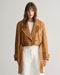 Cropped trenchcoat van leer
