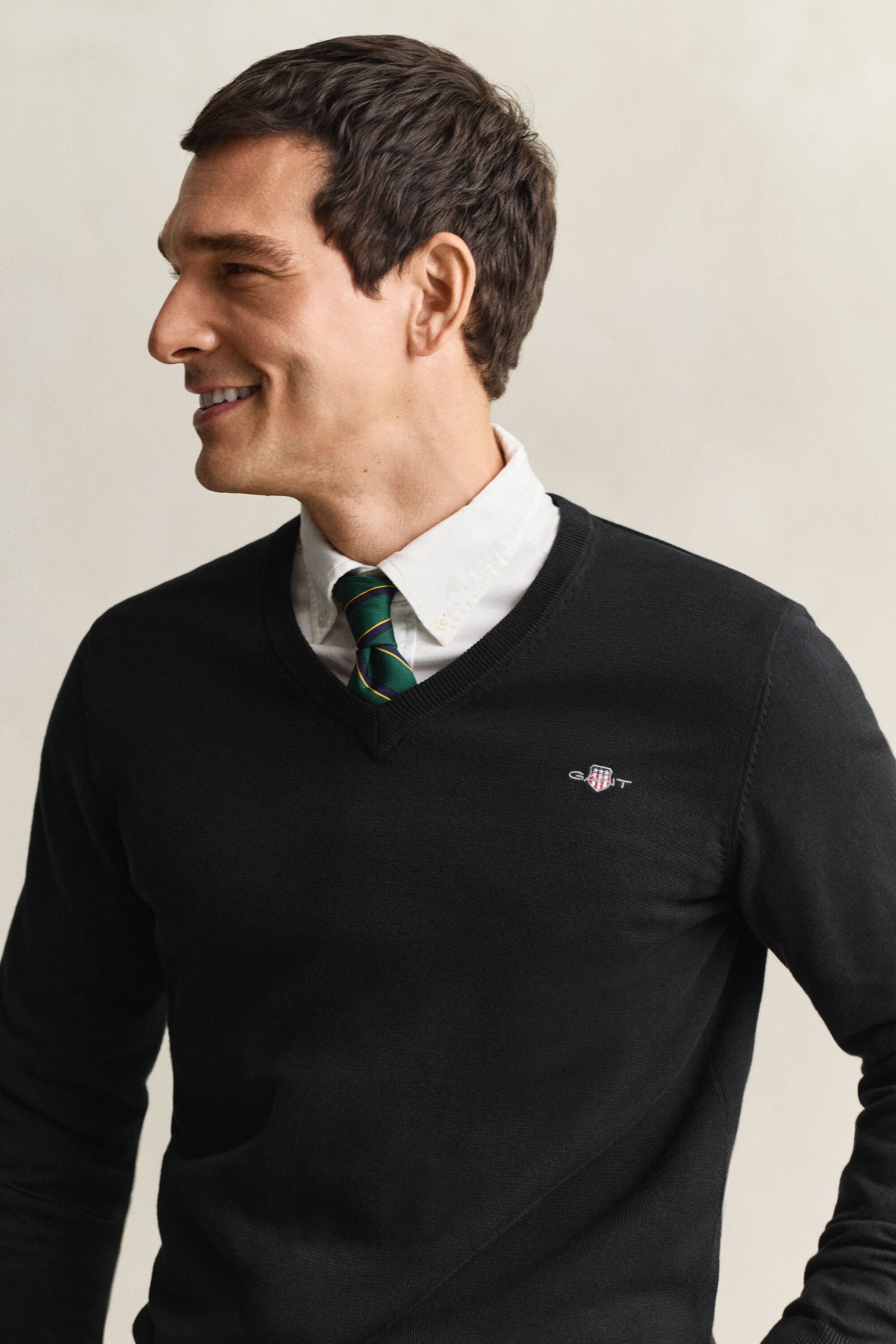 Klassieke sweater van katoen met V-hals