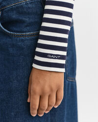 Gestreept ribshirt met lange mouwen