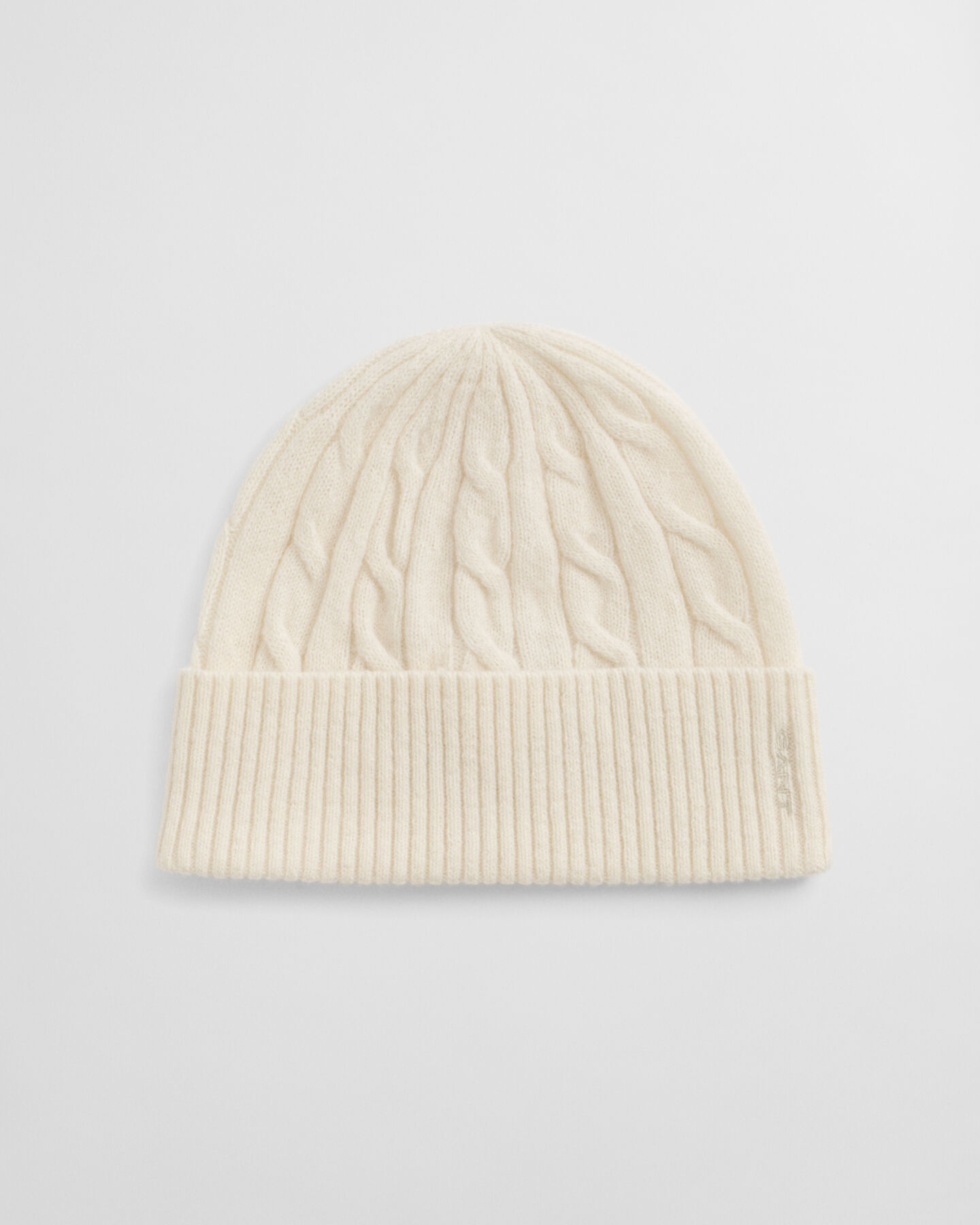 Kabelgebreide wollen beanie