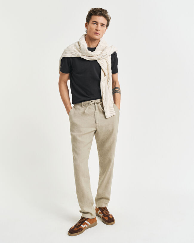 Relaxed Fit linnen broek met trekkoordje