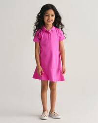 Girls piqu&eacute; Flounce jurk met korte mouwen