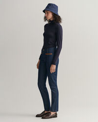 Slim Fit jeans met leren detail