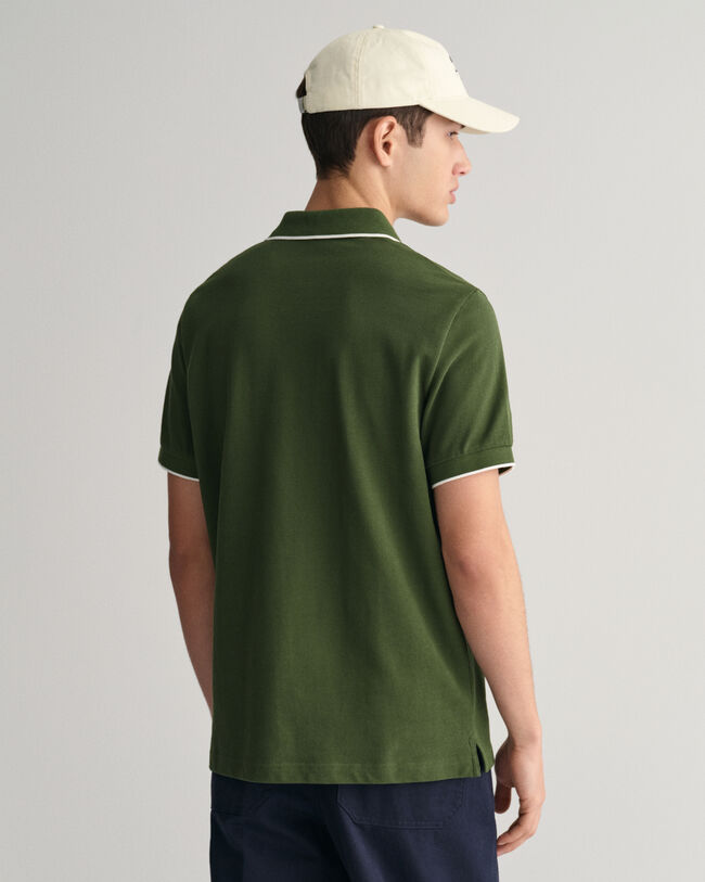 Piqu&eacute; poloshirt met omkaderd randje