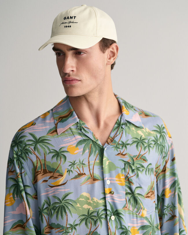 Regular Fit Hawaiian Print overhemd met korte mouwen