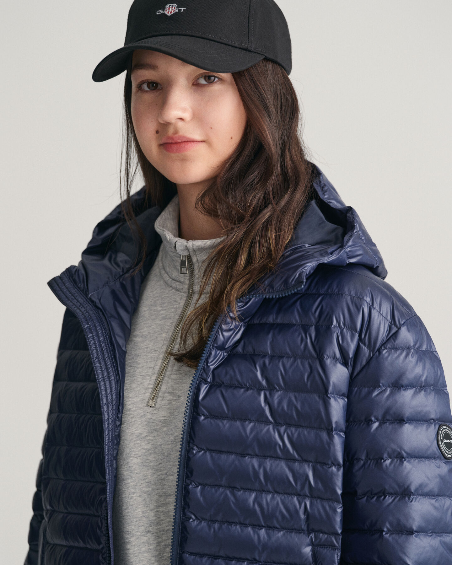 Teens glanzend lichtgewicht donsjack met wattering