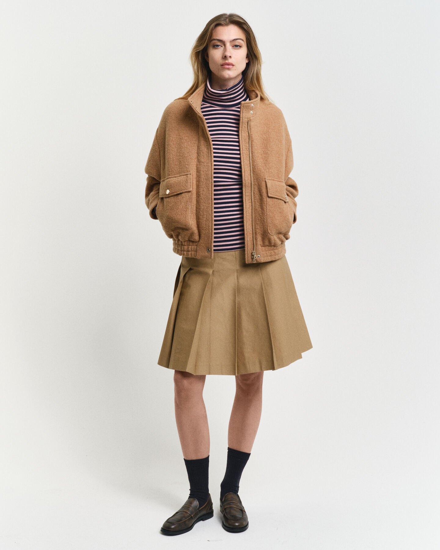 Gestreepte coltrui met rib en lange mouwen