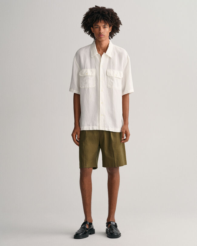 Relaxed Fit overhemd met korte mouwen van linnen en lyocell