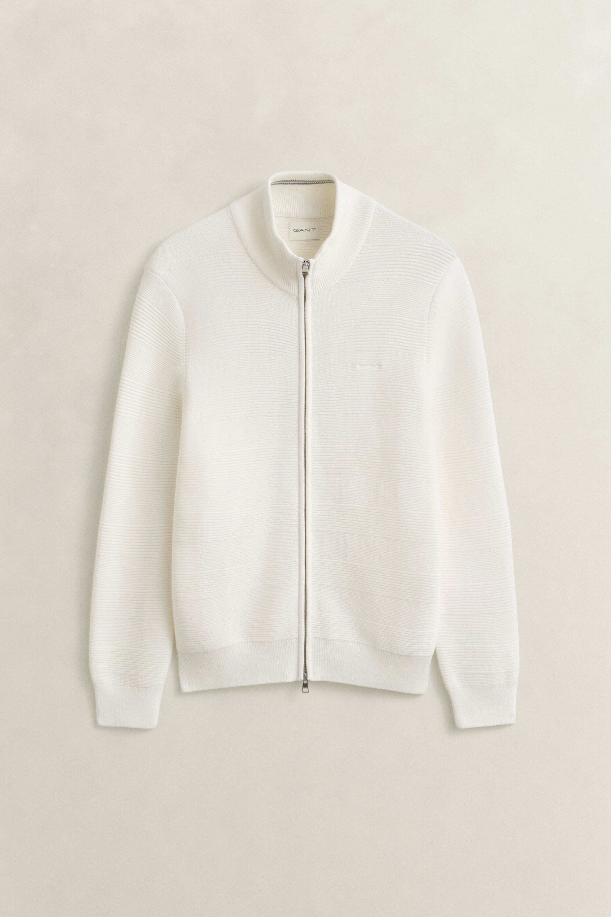 Katoenen vest met ritssluiting en textuur