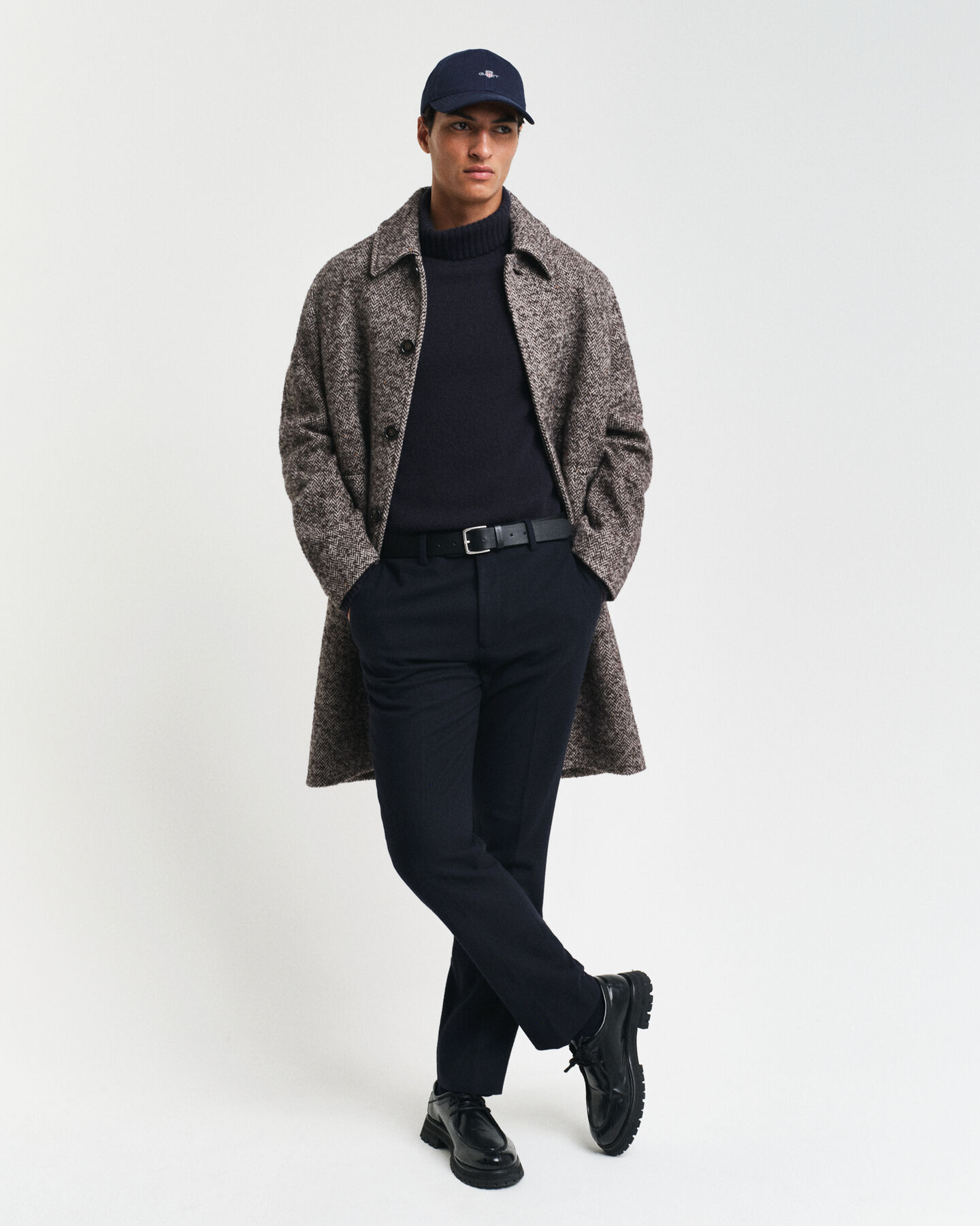 Slim Fit kostuumbroek met visgraatmotief