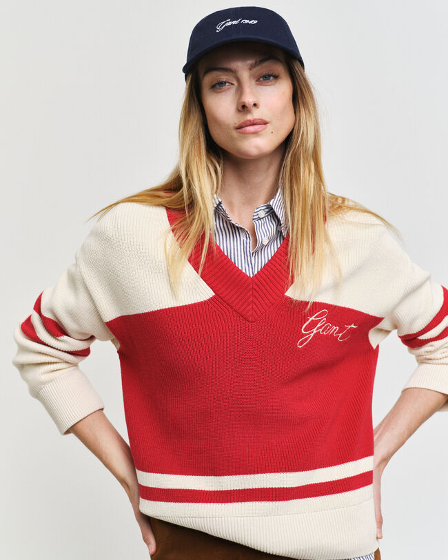 GANT Varsity sweater met V-hals van katoen