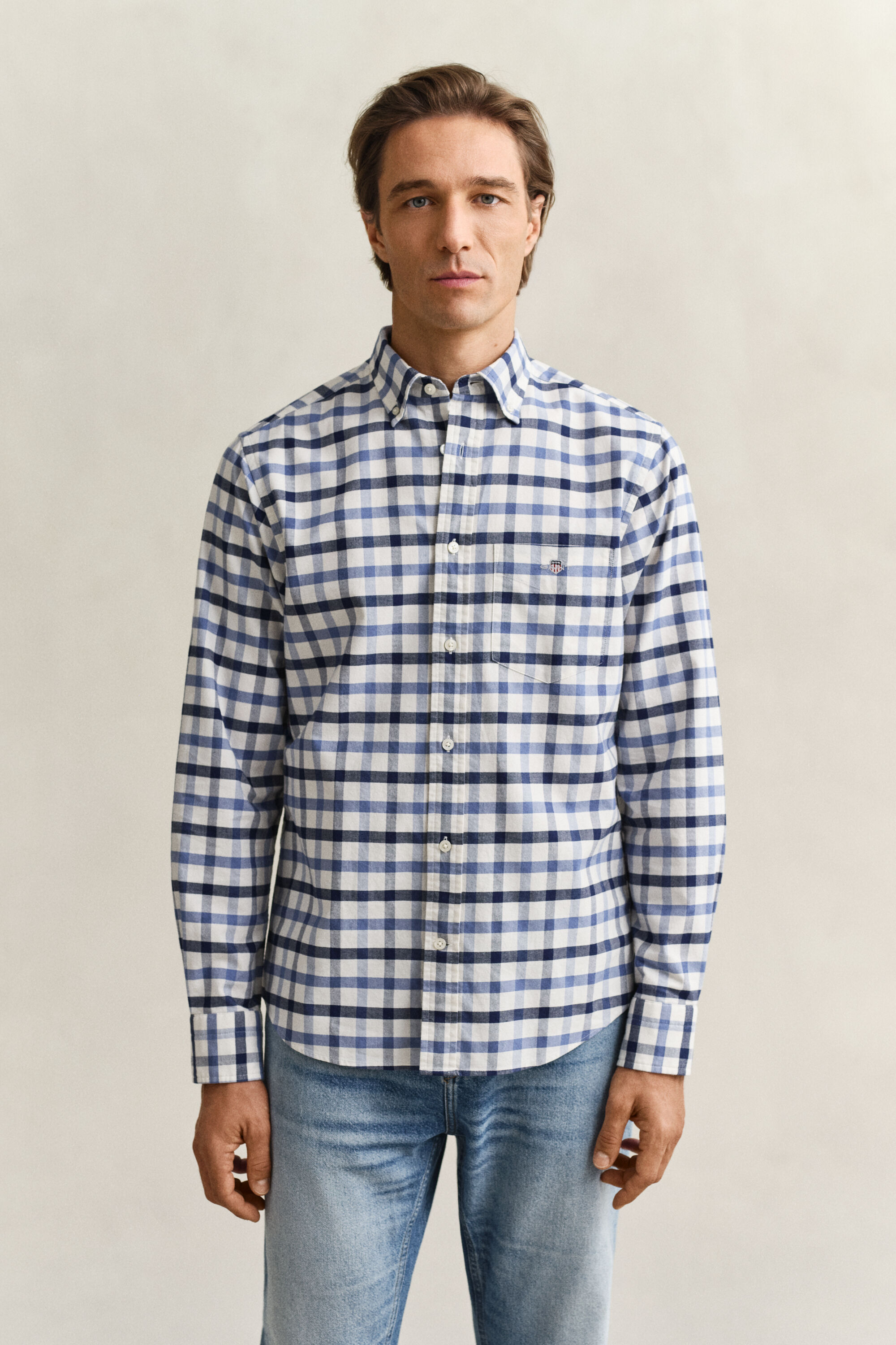 Regular Fit geruit Oxford-overhemd