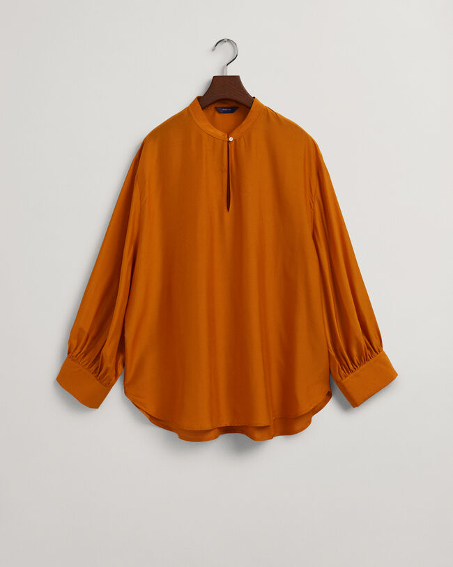 Popover blouse van lyocell en zijde