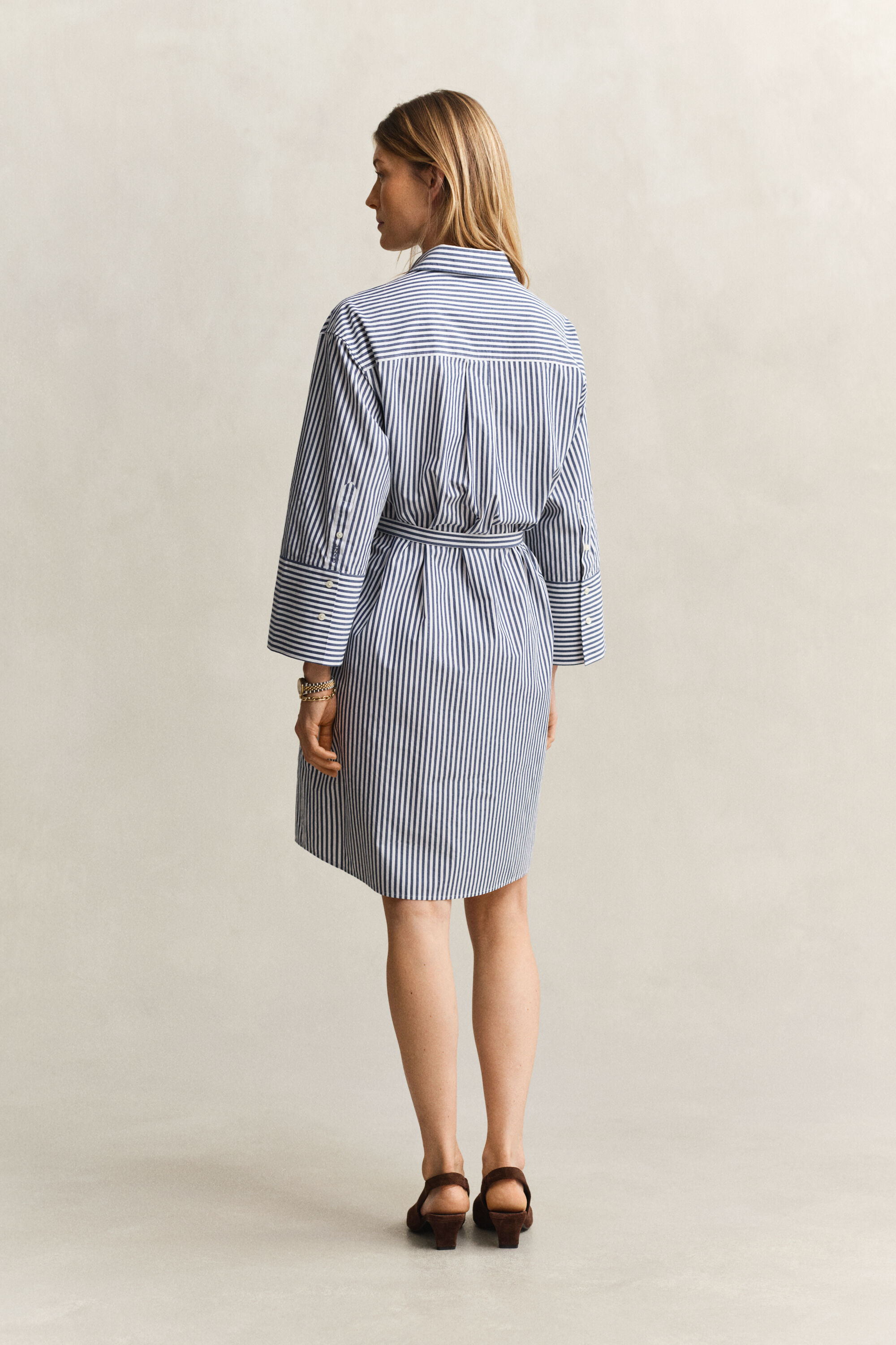 Poplin overoverhemdjurk met strepen