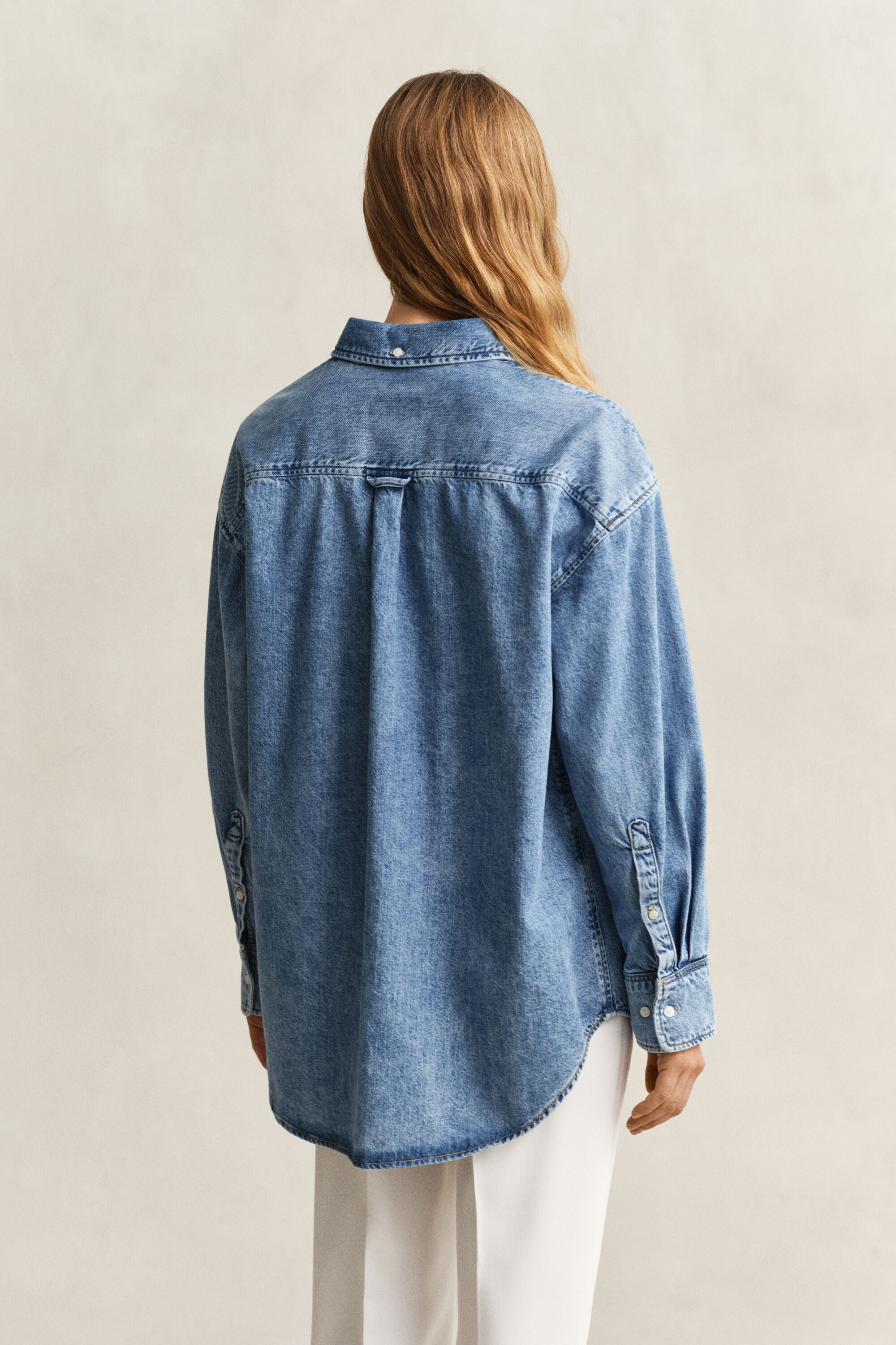 Denim overoverhemd met borduursel