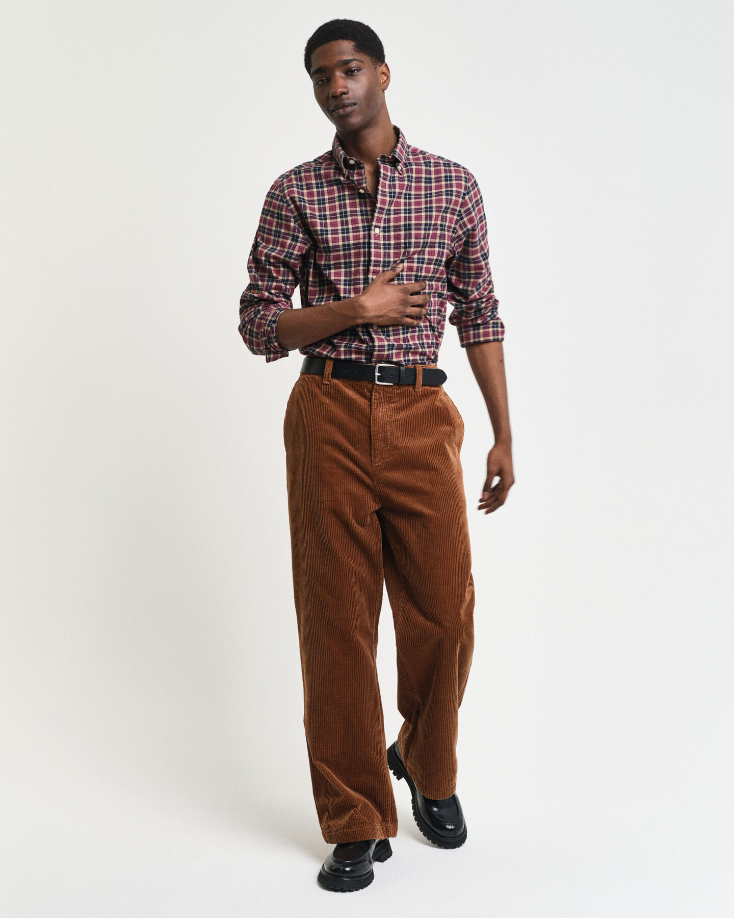 Regular Fit overhemd met ruitjes van lichte keperstof