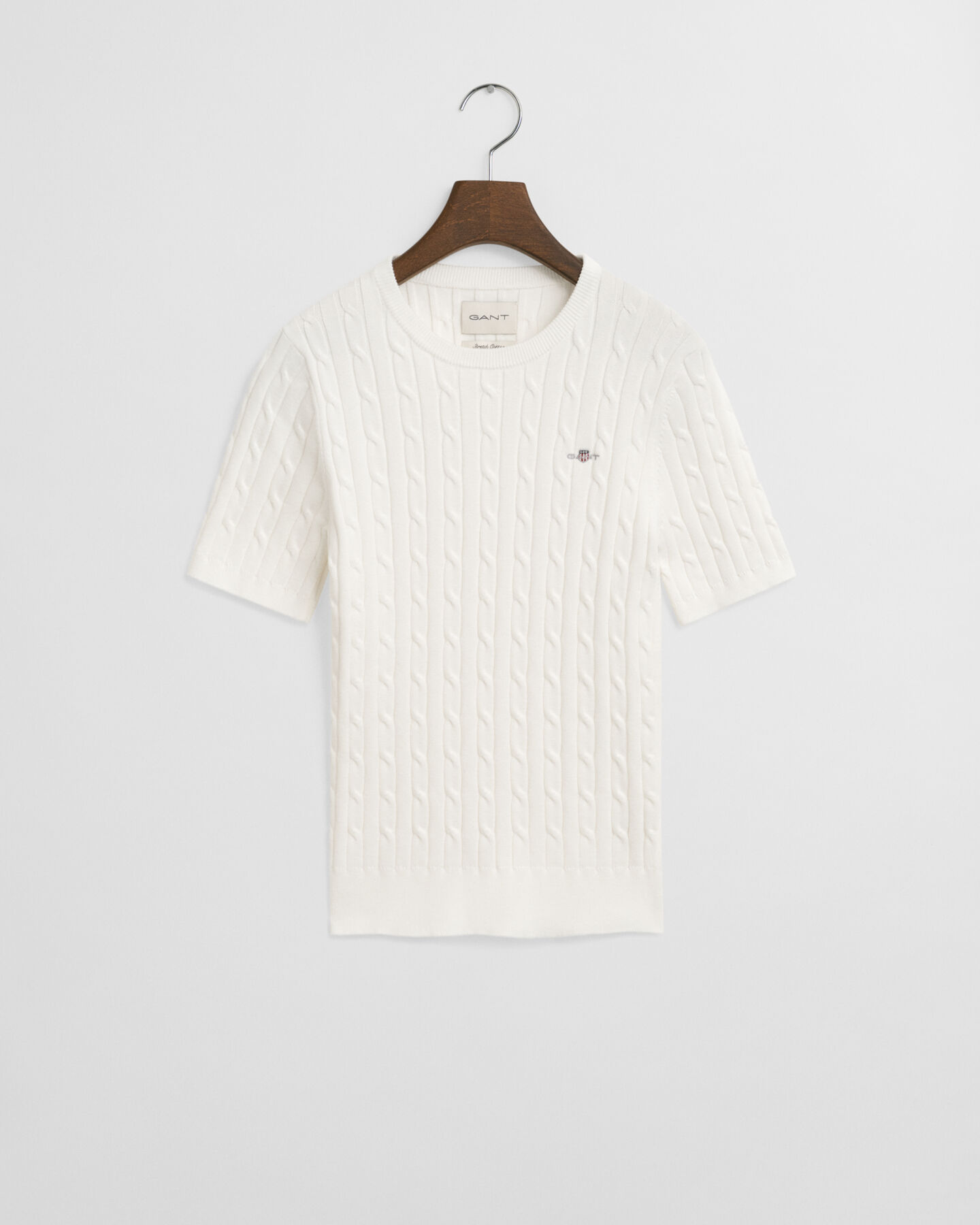 Gebreide kabeltrui van stretchkatoen