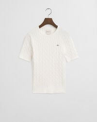 Gebreide kabeltrui van stretchkatoen