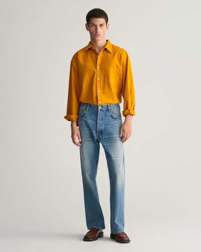 Oversized overhemd van zijde-wolmix met kleuraccenten