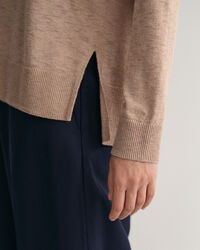 Trui met V-hals van linnenmix