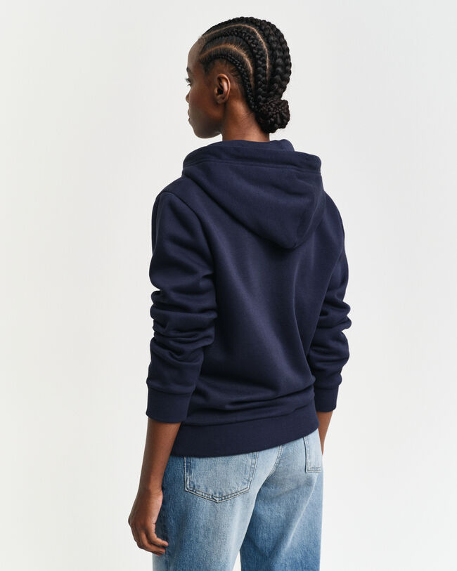 Tonal Shield hoodie met ritssluiting