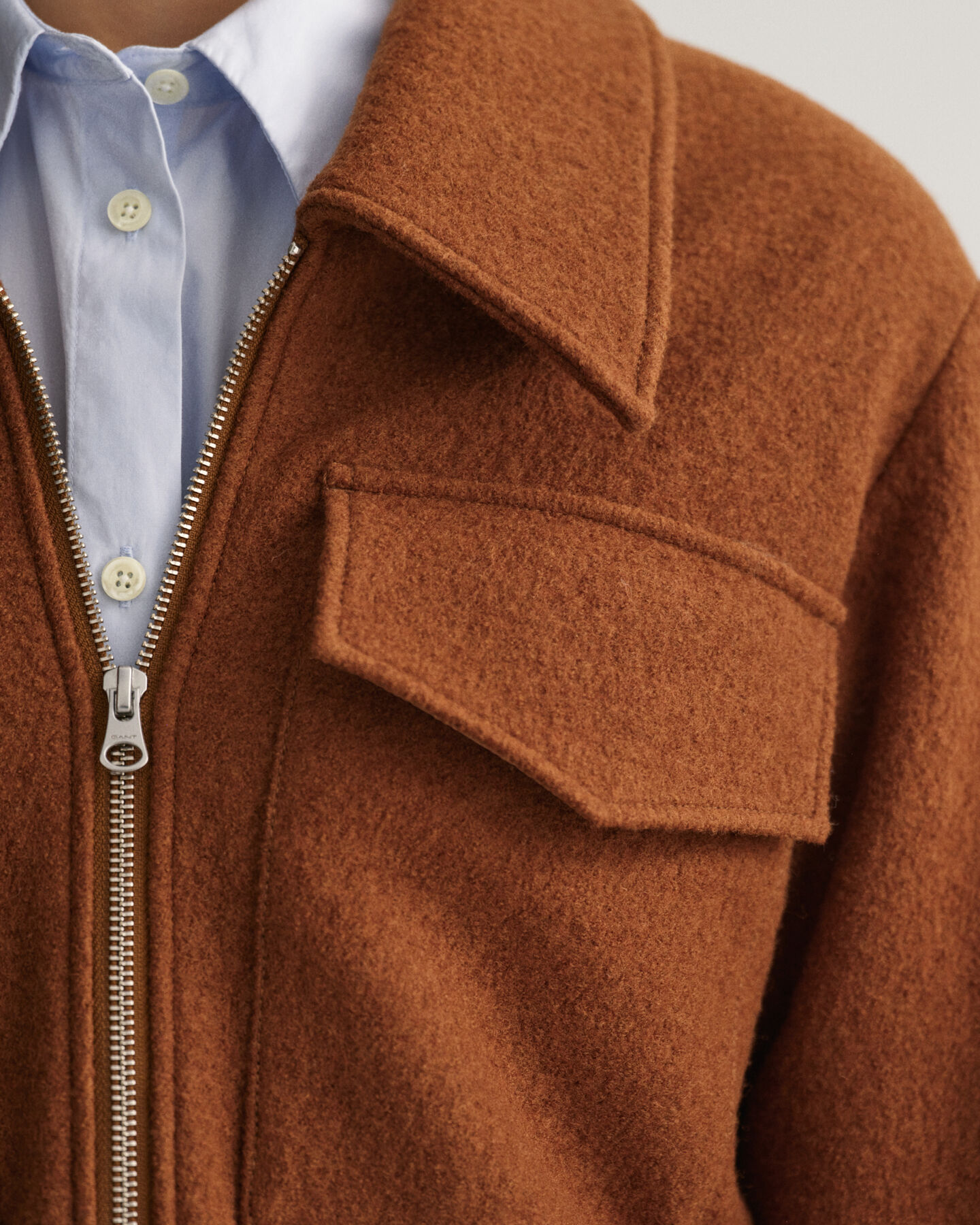 Bouclé jack met ritssluiting