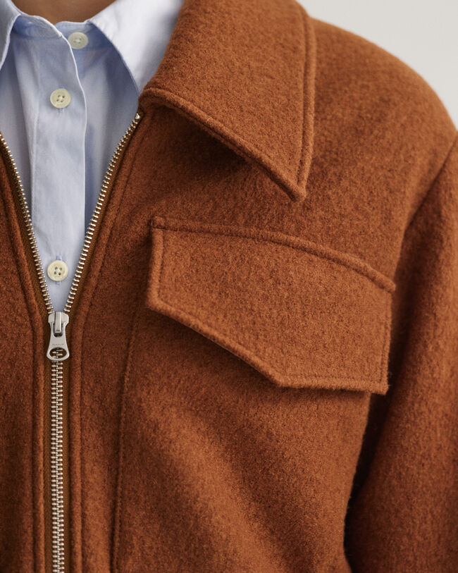 Bouclé jack met ritssluiting