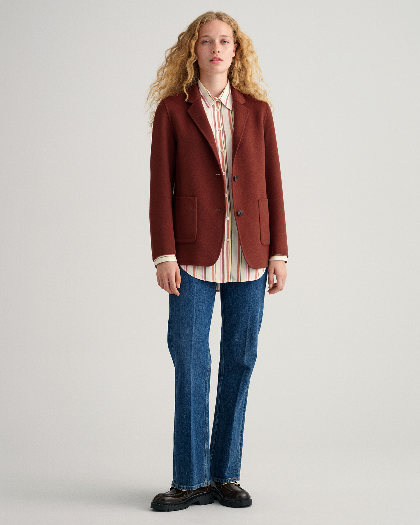 Met de hand gestikte rechte blazer