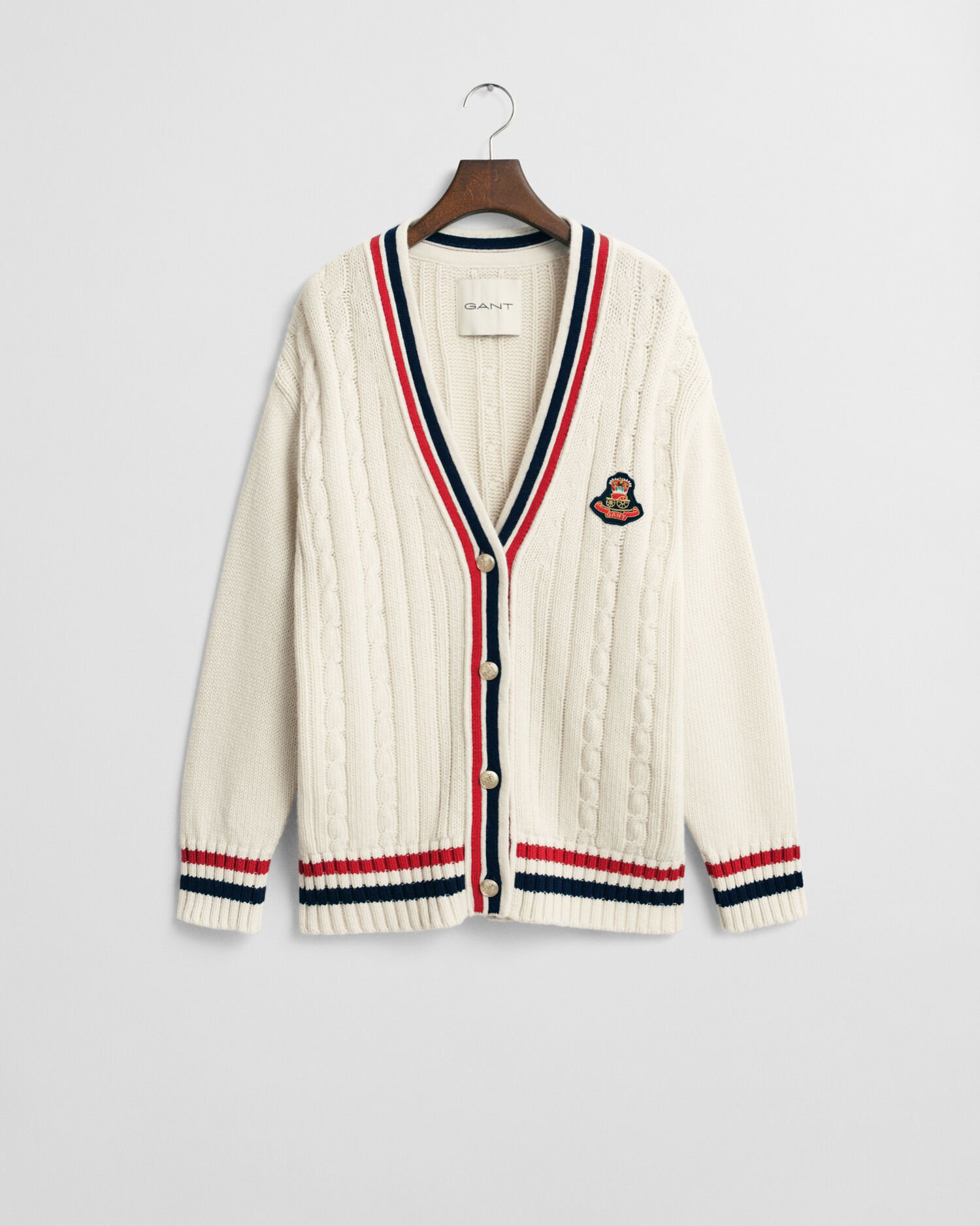 Gant Varsity kabelgebreid vest met V-hals