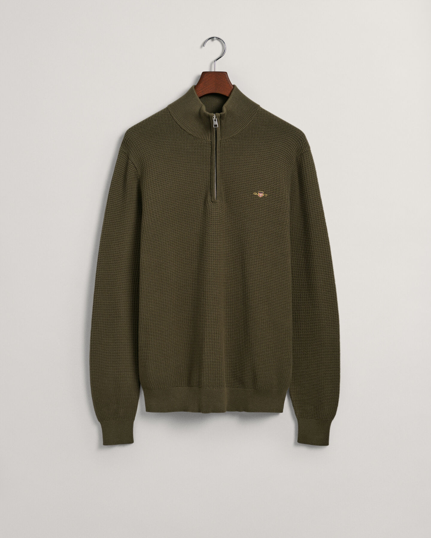 Katoenen Textured sweater met korte rits