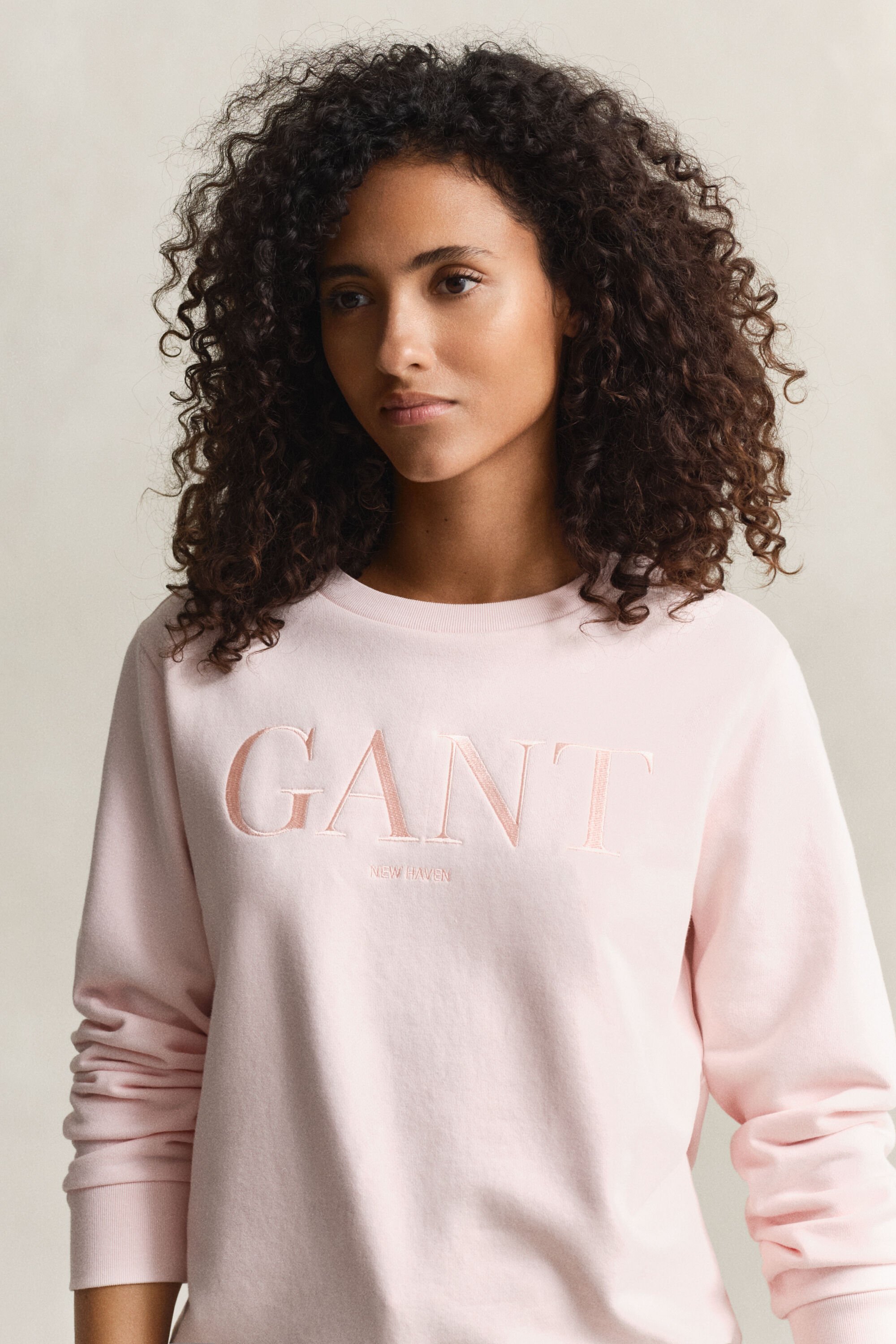 Ton sur ton grafisch sweatshirt met ronde hals