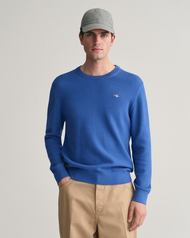 Structured trui met ronde hals van katoen