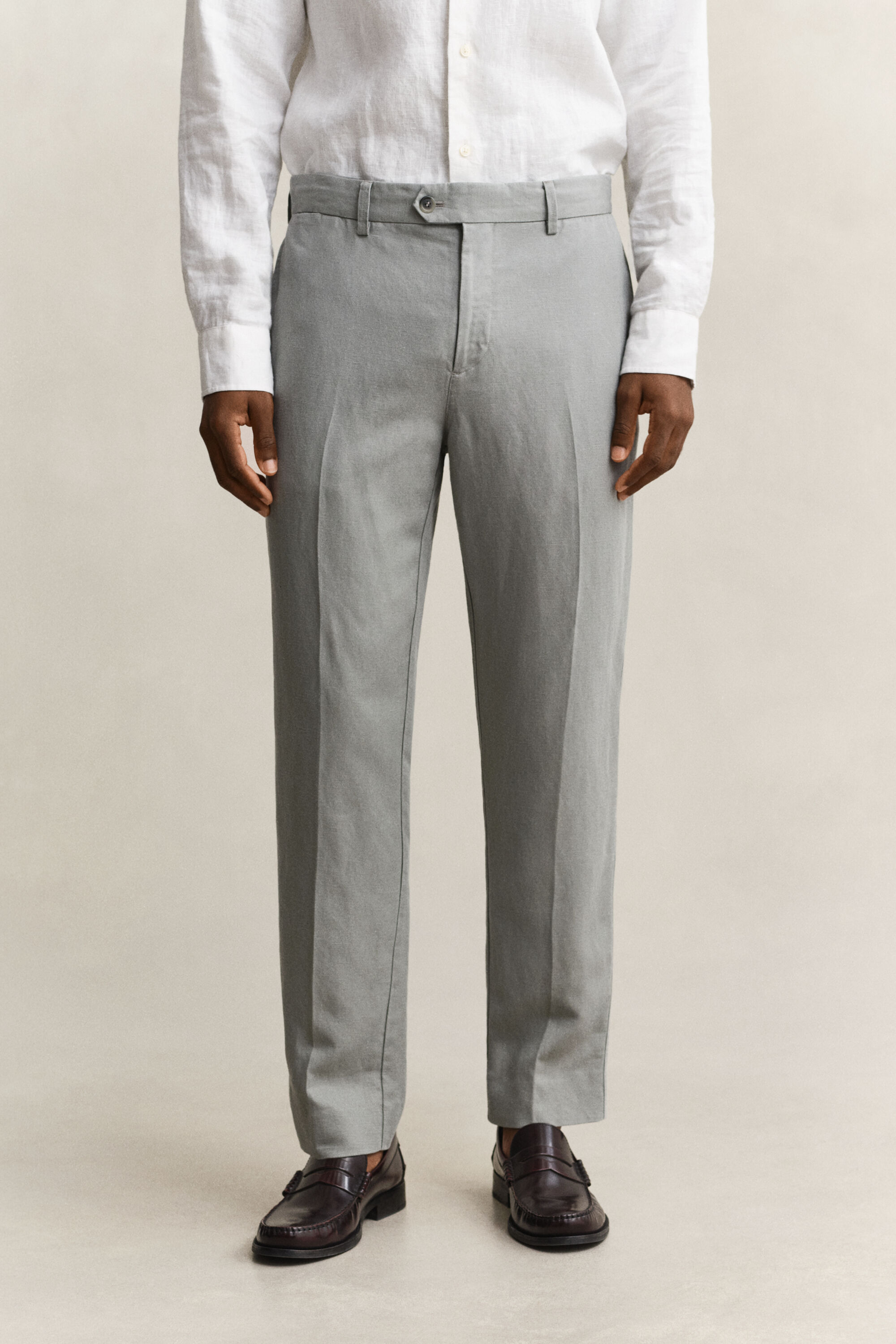 Kostuumbroek van lyocell en linnen